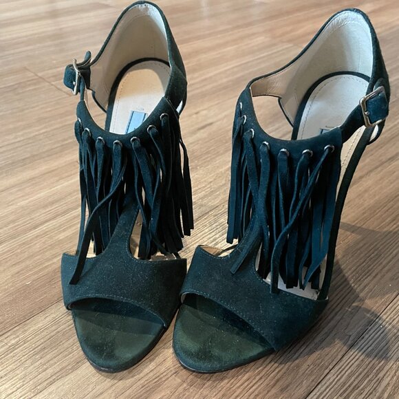 Prada Green Sued Fringe Sandals size 6 - Picture 5 of 9